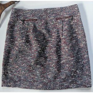 LOFT Multicolored Textured Tweed Shift Skirt